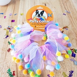 Multi Pom Party Collar - Pink and Purple 